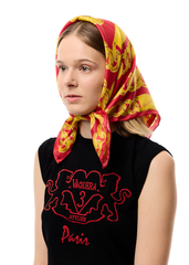 Chain Print Silk Scarf / Black, Blue or Red